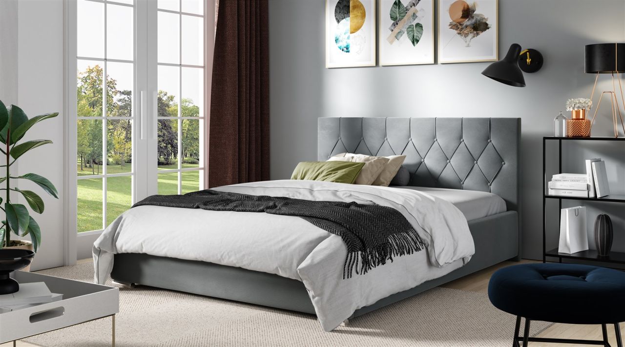 Polsterbett Schlafzimmerbett LORENA 200x200cm Komplettset in Stoff Alova Grau Polsterbett Schlafzimmerbett LORENA 200x200cm Komplettset in Stoff Alova Grau von Fun Möbel