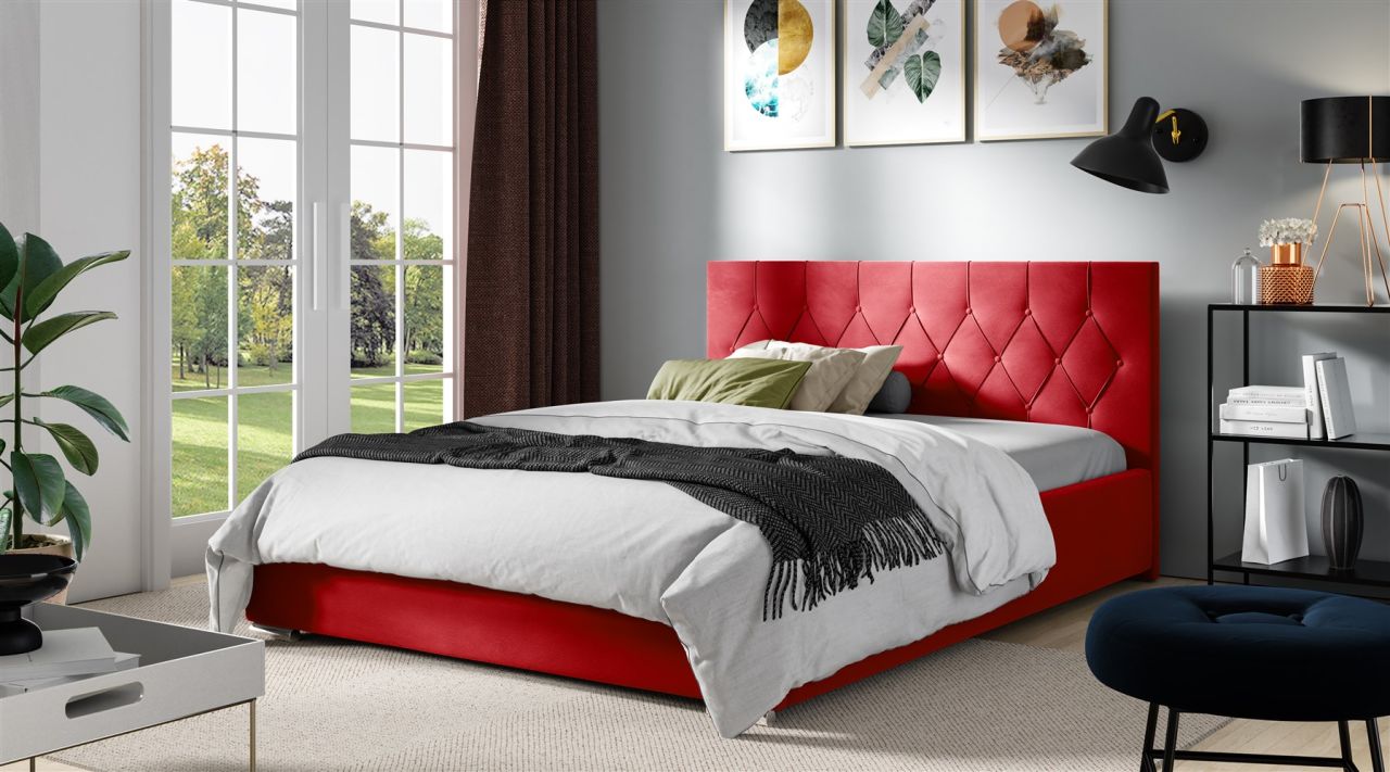 Polsterbett Schlafzimmerbett LORENA 200x200cm Komplettset in Stoff Alova Rot Polsterbett Schlafzimmerbett LORENA 200x200cm Komplettset in Stoff Alova Rot von Fun Möbel