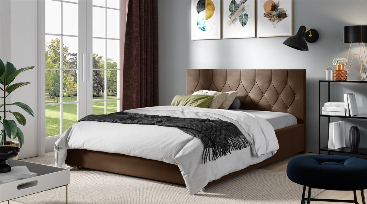 Polsterbett Schlafzimmerbett LORENA 200x200cm Standard in Stoff Alova Braun Polsterbett Schlafzimmerbett LORENA 200x200cm Standard in Stoff Alova Braun von Fun Möbel