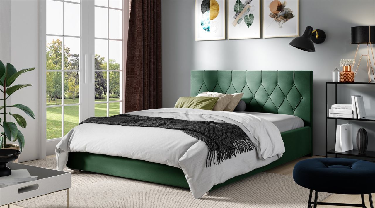 Polsterbett Schlafzimmerbett LORENA 200x200cm Standard in Stoff Alova Grün Polsterbett Schlafzimmerbett LORENA 200x200cm Standard in Stoff Alova Grün von Fun Möbel