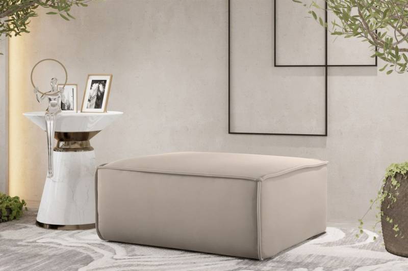 Polsterhocker Designerhocker CELES PREMIUM 105x105 cm Stoff Opera Velvet Sand von Fun Möbel