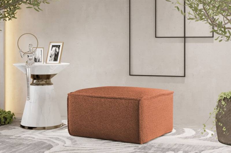 Polsterhocker Designerhocker CELES PREMIUM 65x65 cm Stoff Ascot Bukla Terracotta von Fun Möbel