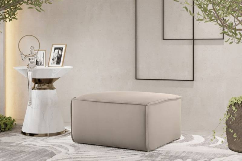 Polsterhocker Designerhocker CELES PREMIUM 65x65 cm Stoff Opera Velvet Sand von Fun Möbel