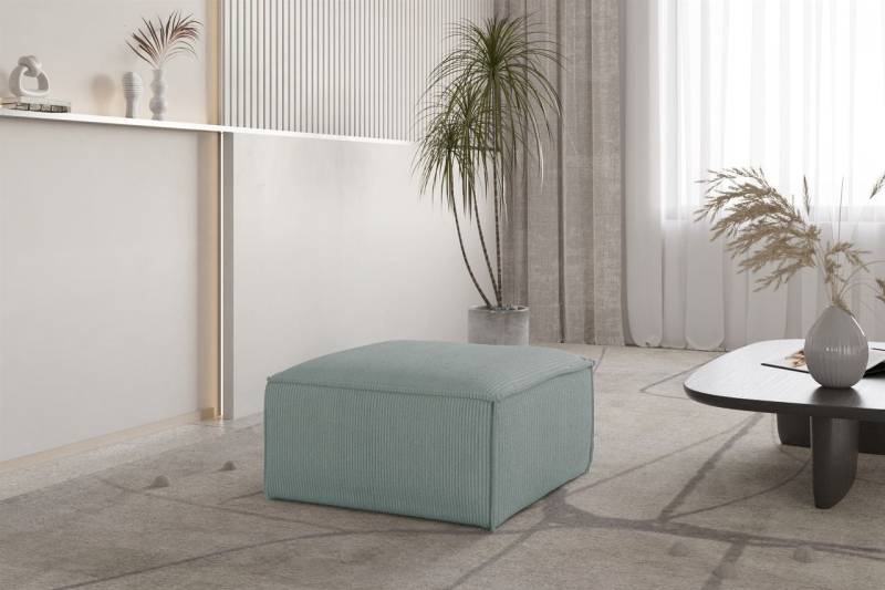 Polsterhocker Designerhocker CELES PREMIUM 65x65 cm in Stoff Scala Saphirblau von Fun Möbel
