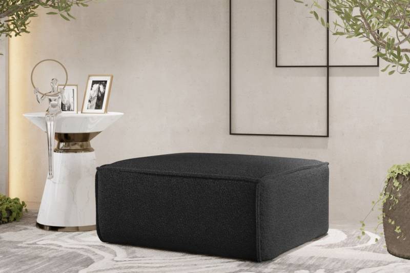 Polsterhocker Designerhocker CELES PREMIUM 85x85 cm Stoff Ascot Bukla Schwarz von Fun Möbel