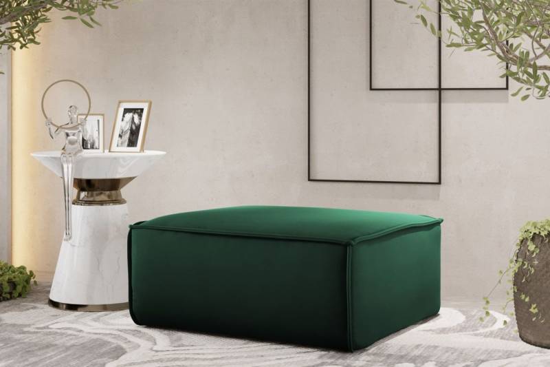 Polsterhocker Designerhocker CELES PREMIUM 85x85 cm Stoff Opera Velvet Grün von Fun Möbel
