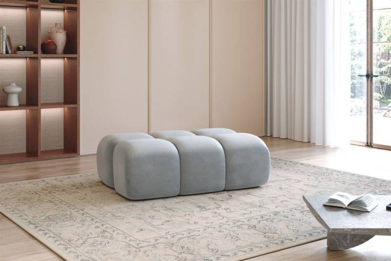 Polsterhocker Designerhocker DARCY 128x85 cm in Stoff Salvador Hellgrau von Fun Möbel
