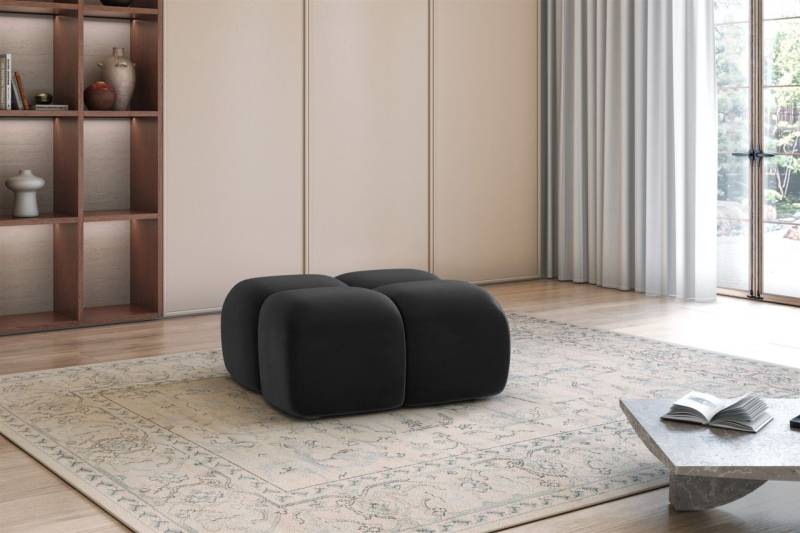 Polsterhocker Designerhocker DARCY 85x85 cm in Stoff Salvador Schwarz von Fun Möbel