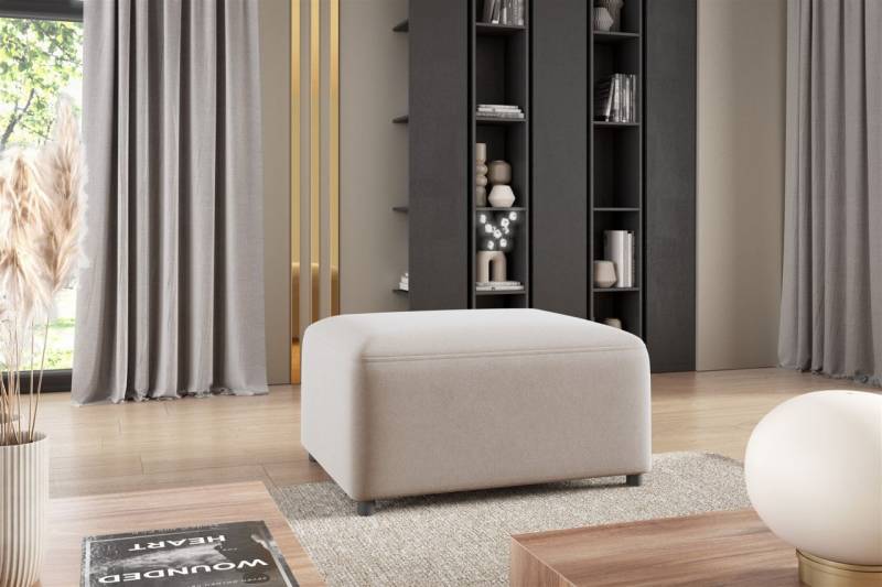 Polsterhocker Designerhocker Hocker MEGAN in Stoff Salvador Hellbeige von Fun Möbel