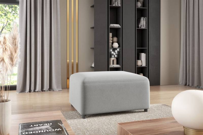 Polsterhocker Designerhocker Hocker MEGAN in Stoff Salvador Hellgrau von Fun Möbel