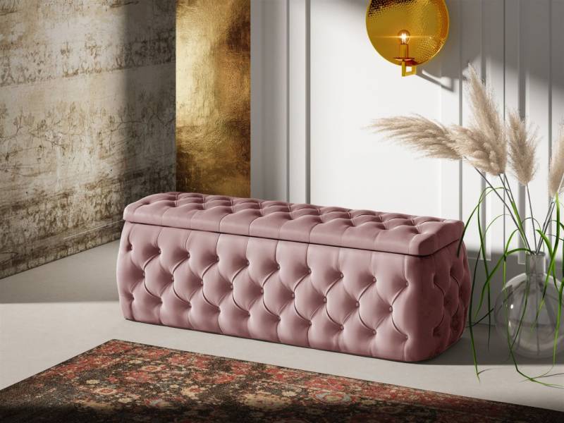 Polsterhocker mit Stauraum ERNESTO 120x50x45 cm Elisa Velvet Altrosa von Fun Möbel