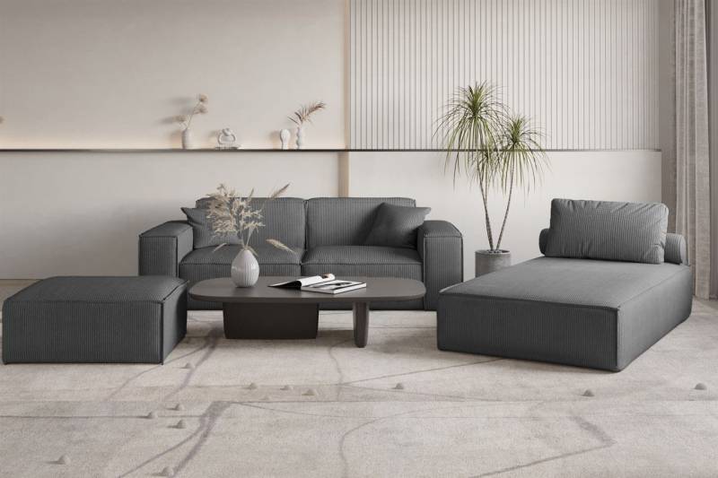 Polstermöbel Set 3-teilig CELES PREMIUM in Stoff Scala Anthrazit von Fun Möbel