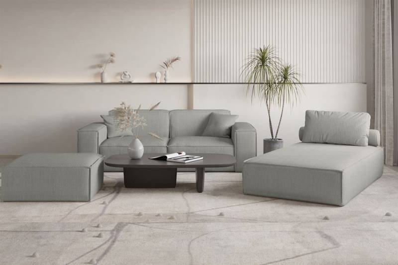 Polstermöbel Set 3-teilig CELES PREMIUM in Stoff Scala Grau von Fun Möbel