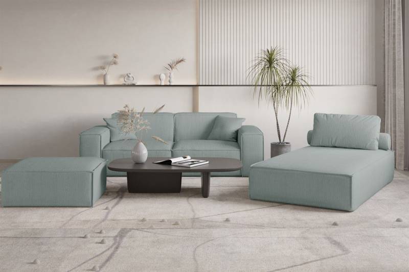 Polstermöbel Set 3-teilig CELES PREMIUM in Stoff Scala Saphirblau von Fun Möbel