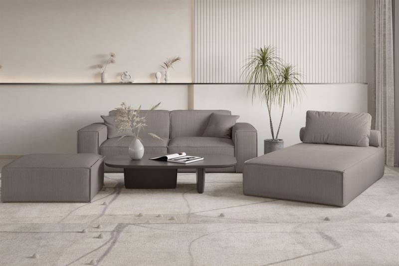 Polstermöbel Set 3-teilig CELES PREMIUM in Stoff Scala Taupe von Fun Möbel