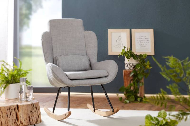 Relaxsessel Sessel ZURA Schaukelstuhl Wippstuhl in Grau Stoff von Fun Möbel