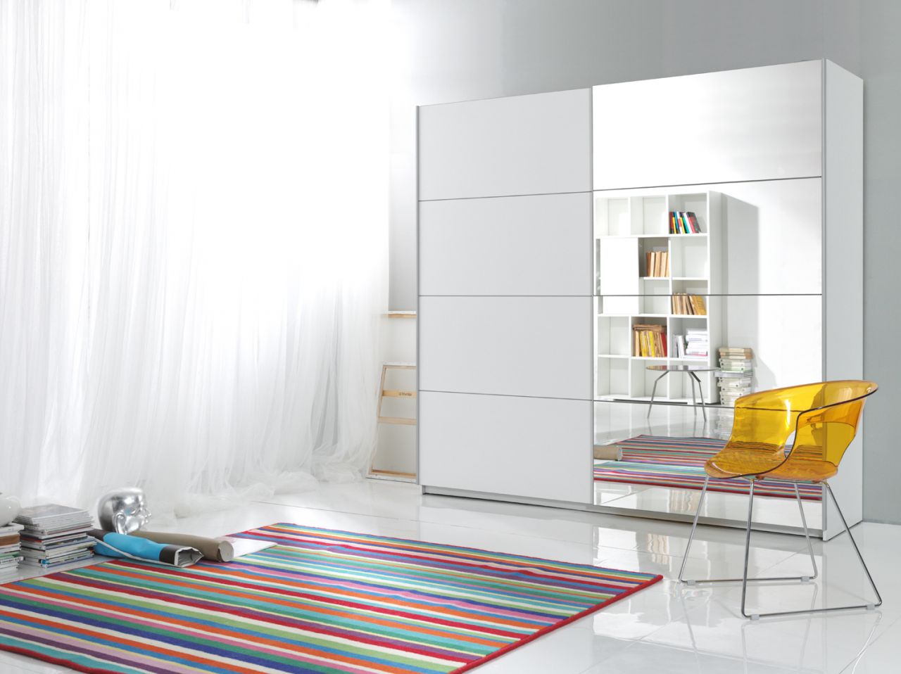 Schiebetürenschrank Schrank EMBLA Weiss matt 200x210 cm von Fun Moebel