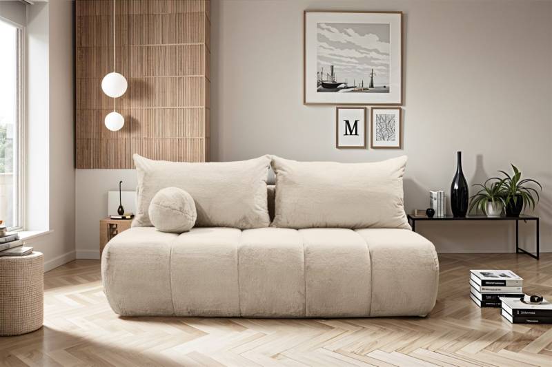 Schlafsofa Designersofa Sofa 3-Sitzer ANZIA in Stoff Bunny Beige von Fun Möbel