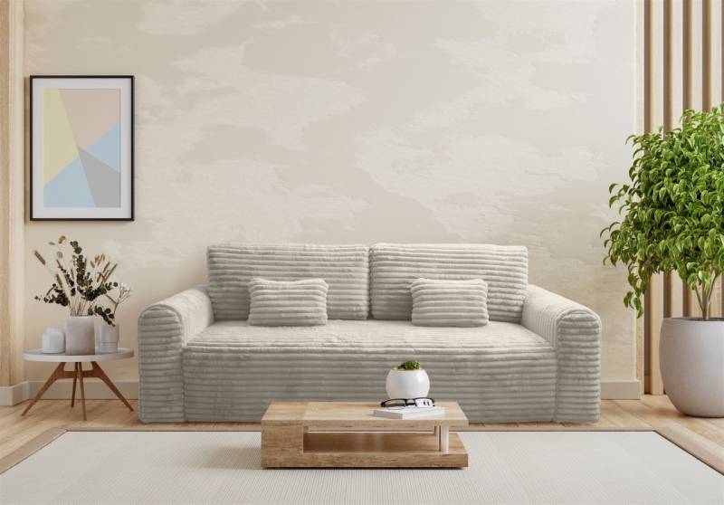 Schlafsofa Designersofa Sofa 3-Sitzer GWEN in Stoff Vito Creme von Fun Möbel