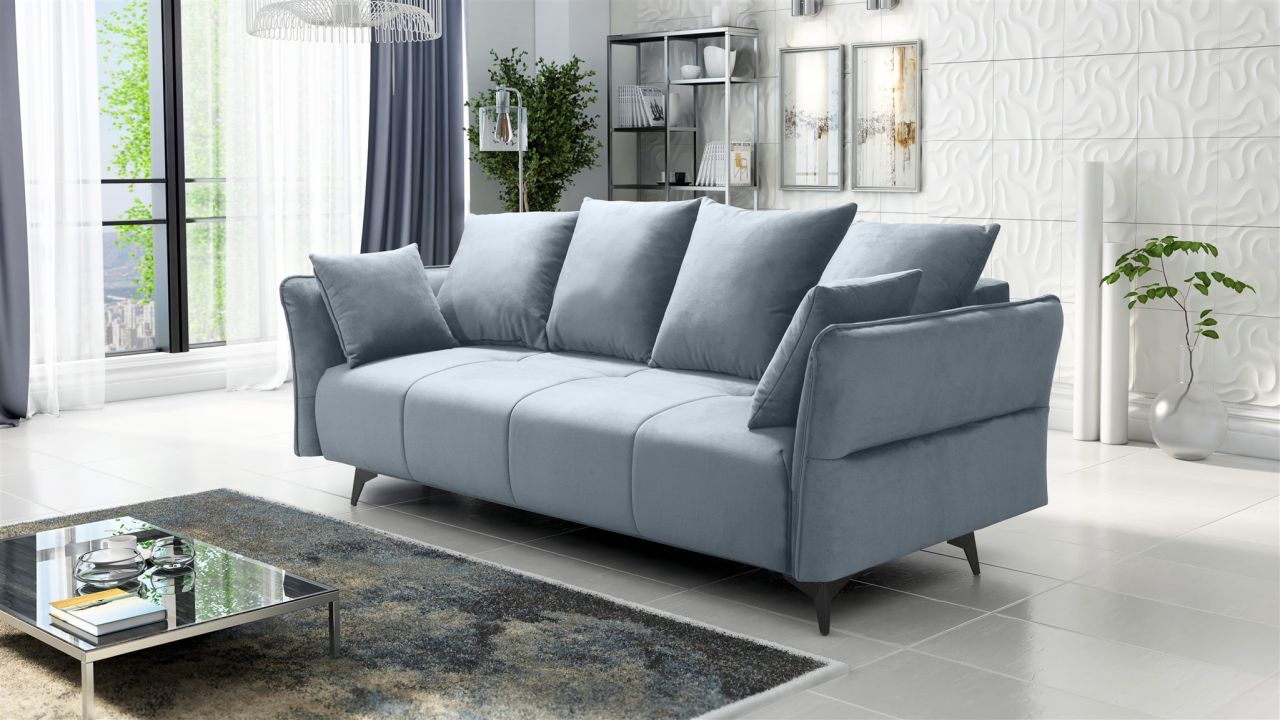 Schlafsofa Sofa 3-Sitzer SADIE Stoff Element Grau von Fun Möbel