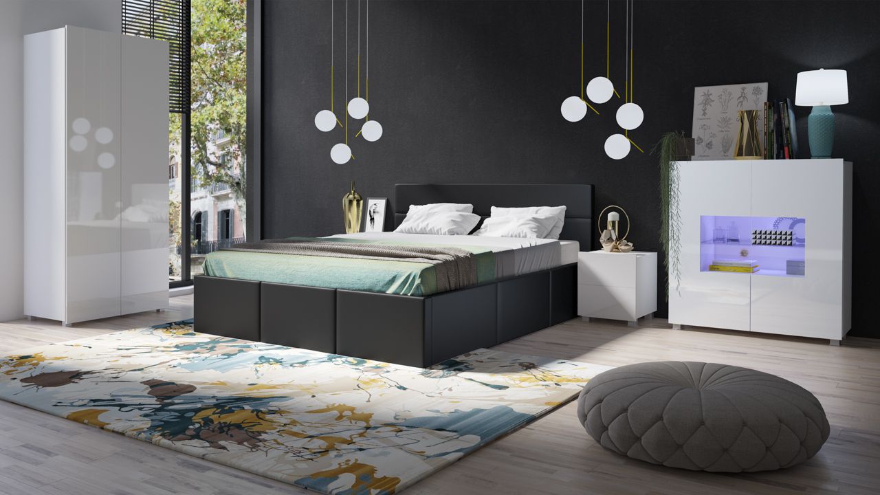 Schlafzimmer Komplett Set 5 tlg LABRI Schwarz- Weiss Hochglanz Schlafzimmer Komplett Set 5 tlg LABRI Schwarz- Weiss Hochglanz von Fun Moebel