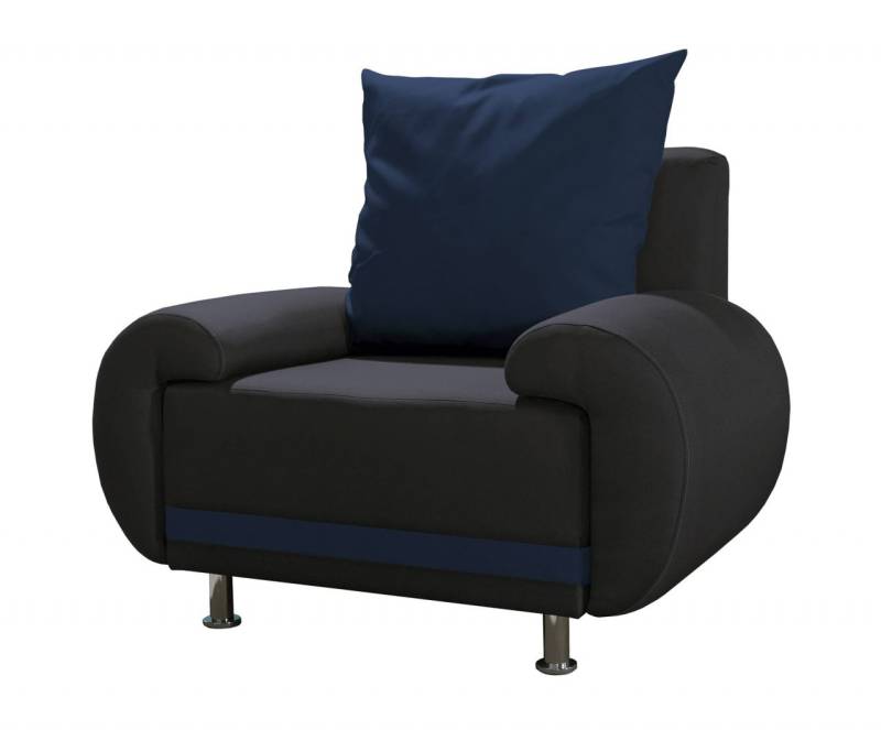 Sessel Clubsessel MIKA in Polyesterstoff Anthrazit / Blau von Fun Moebel
