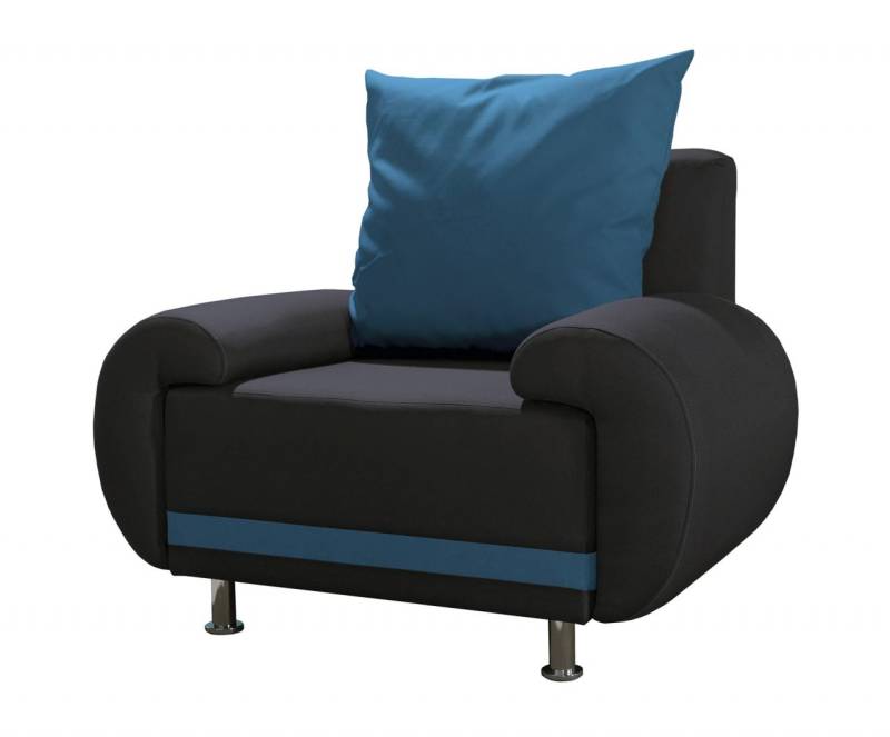 Sessel Clubsessel MIKA in Polyesterstoff Anthrazit / Hellblau von Fun Moebel
