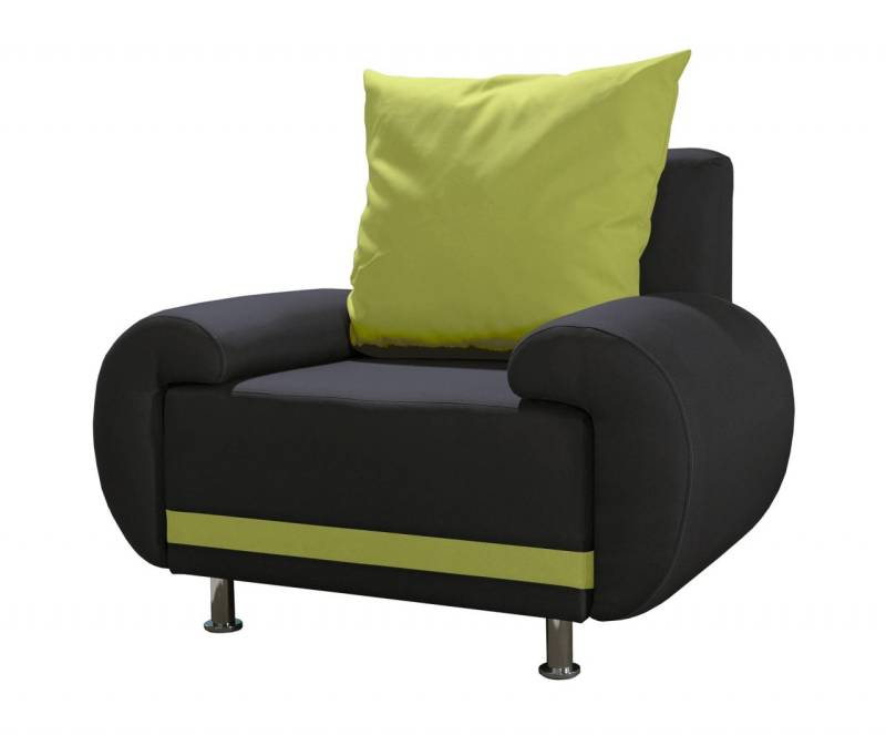 Sessel Clubsessel MIKA in Polyesterstoff Anthrazit / Limette von Fun Moebel