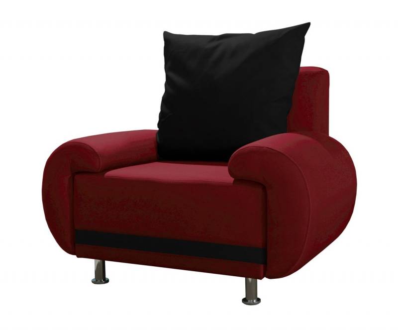 Sessel Clubsessel MIKA in Polyesterstoff Rot / Schwarz von Fun Moebel