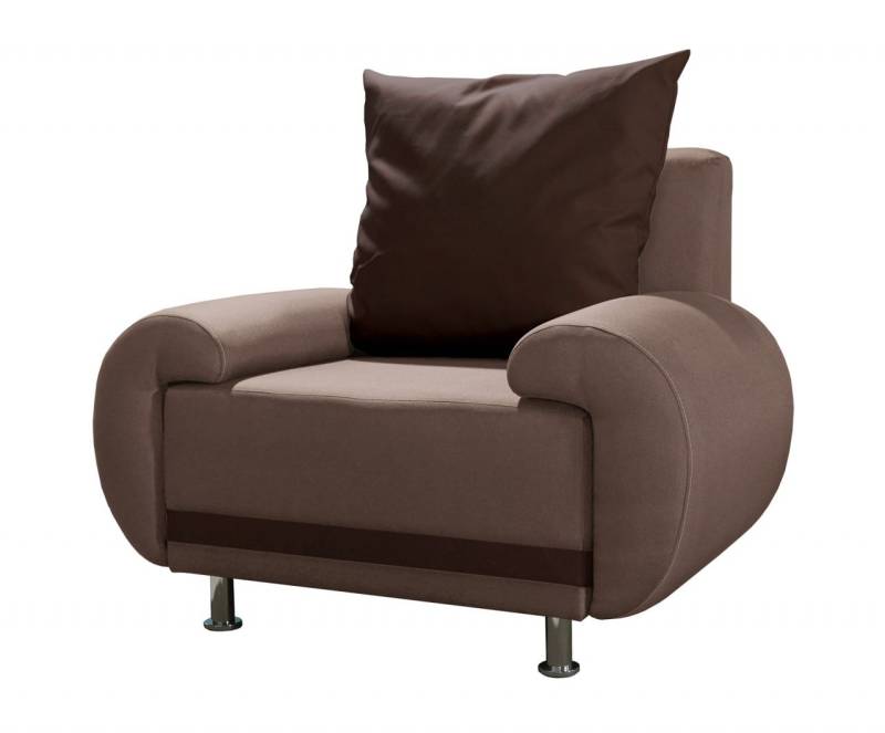 Sessel Clubsessel MIKA in Polyesterstoff Sand / Braun von Fun Moebel