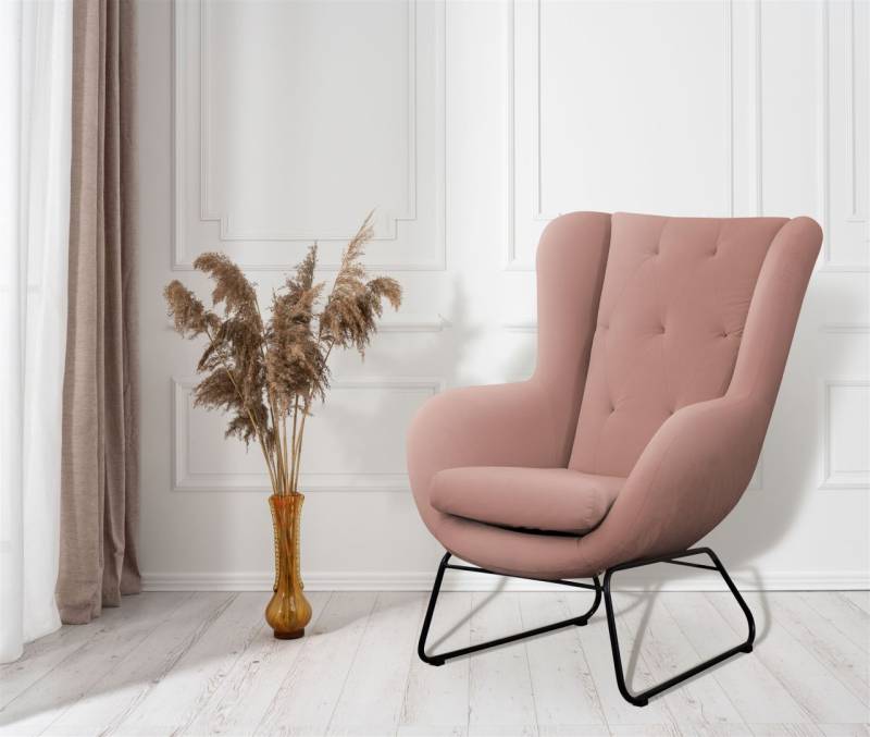 Sessel Designersessel ARTEMIS in Stoff Kronos Altrosa von Fun Möbel