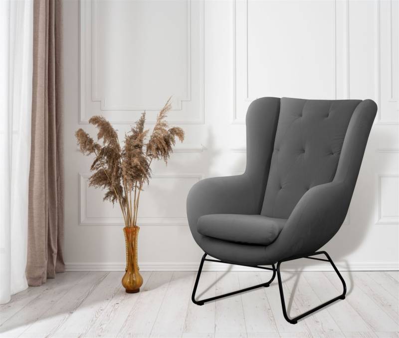 Sessel Designersessel ARTEMIS in Stoff Kronos Aschgrau von Fun Möbel