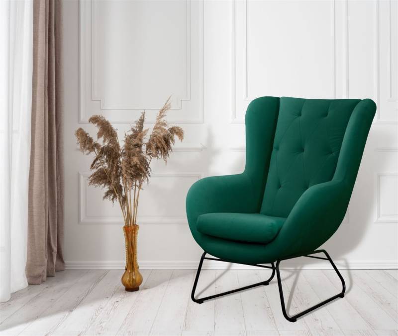 Sessel Designersessel ARTEMIS in Stoff Kronos Grün von Fun Möbel