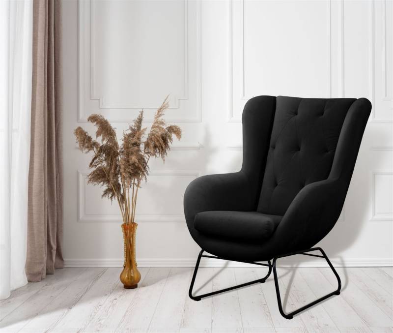 Sessel Designersessel ARTEMIS in Stoff Kronos Schwarz von Fun Möbel