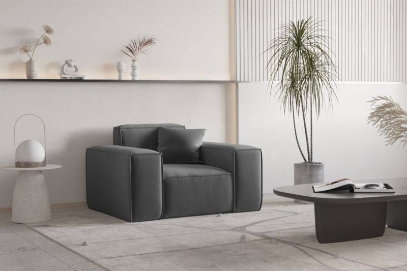 Sessel Designersessel CELES PREMIUM in Stoff Opera Velvet Dunkelgrau von Fun Moebel