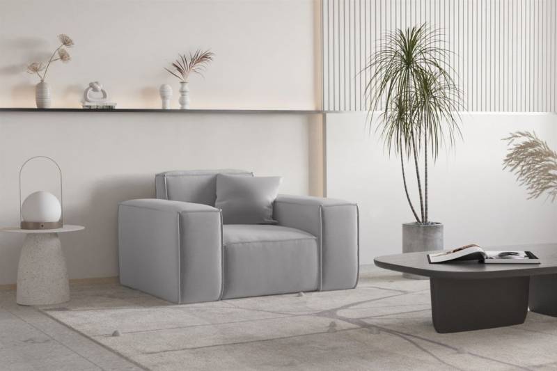Sessel Designersessel CELES PREMIUM in Stoff Opera Velvet Hellgrau von Fun Moebel