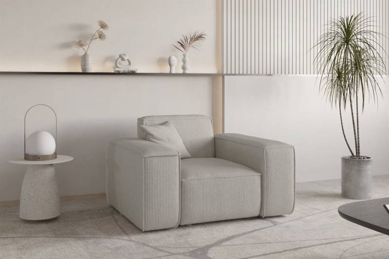 Sessel Designersessel CELES PREMIUM in Stoff Scala Sandgrau von Fun Möbel
