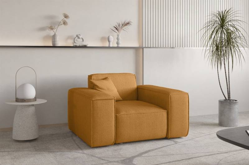 Sessel Designersessel CELES PREMIUM in Stoff Scala Senfgelb von Fun Möbel