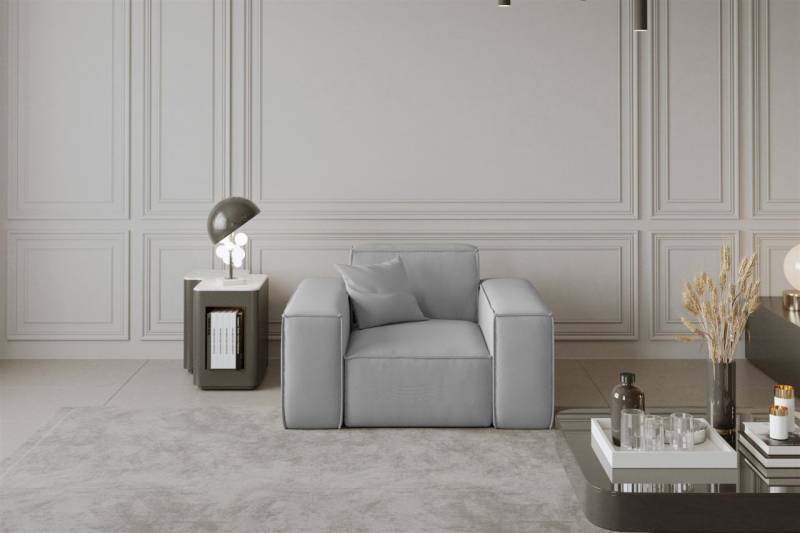 Sessel Designersessel CELES in Stoff Opera Velvet Hellgrau von Fun Moebel