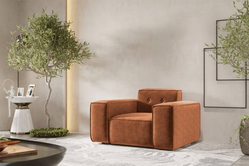 Sessel Designersessel CESINA in Stoff Perfect Harmony Rostbraun von Fun Möbel