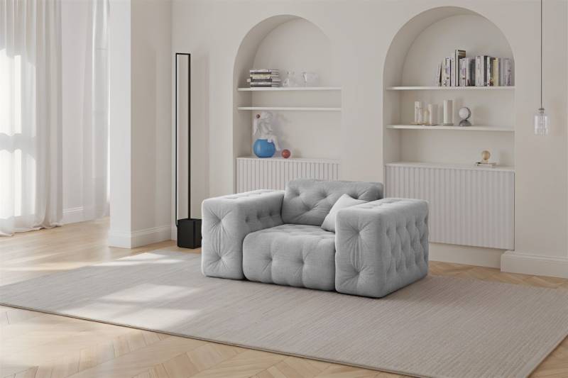 Sessel Designersessel CHANTAL in Stoff Moly Hellgrau von Fun Moebel