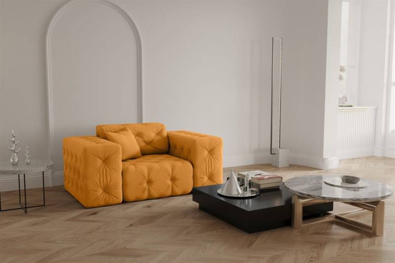 Sessel Designersessel CHANTAL in Stoff Opera Velvet Gelb von Fun Moebel