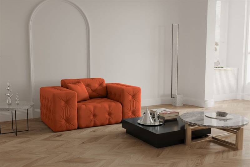 Sessel Designersessel CHANTAL in Stoff Opera Velvet Orange von Fun Moebel