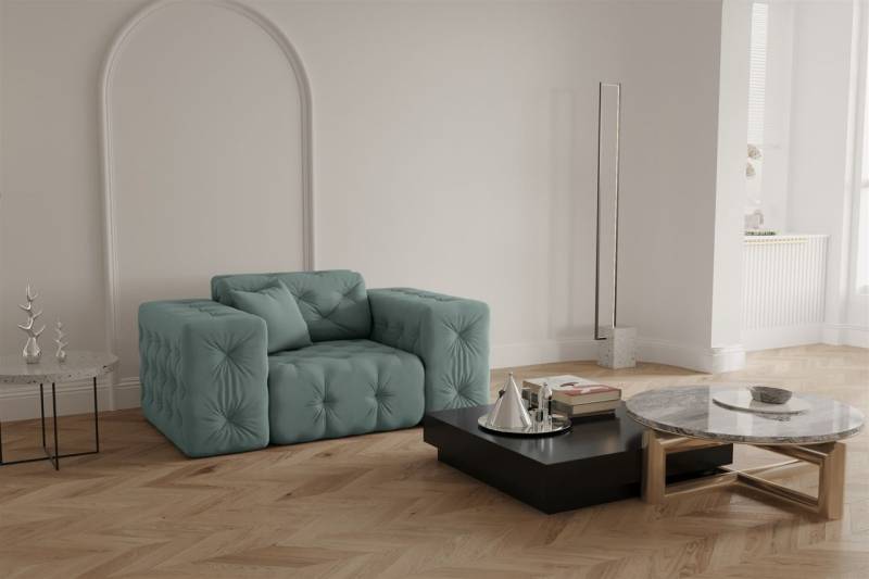 Sessel Designersessel CHANTAL in Stoff Opera Velvet Saphir von Fun Moebel