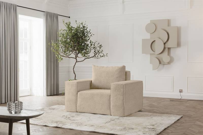 Sessel Designersessel ESTELLE in Stoff Abriamo Beige von Fun Möbel