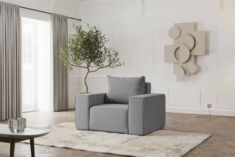 Sessel Designersessel ESTELLE in Stoff Opera Velvet Grau von Fun Möbel