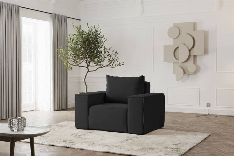 Sessel Designersessel ESTELLE in Stoff Opera Velvet Schwarz von Fun Möbel