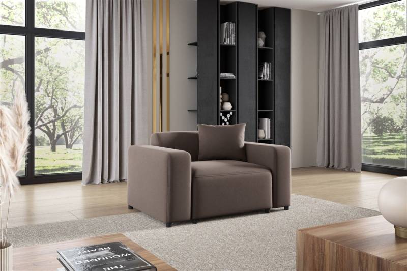 Sessel Designersessel MEGAN in Stoff Salvador Braun von Fun Möbel