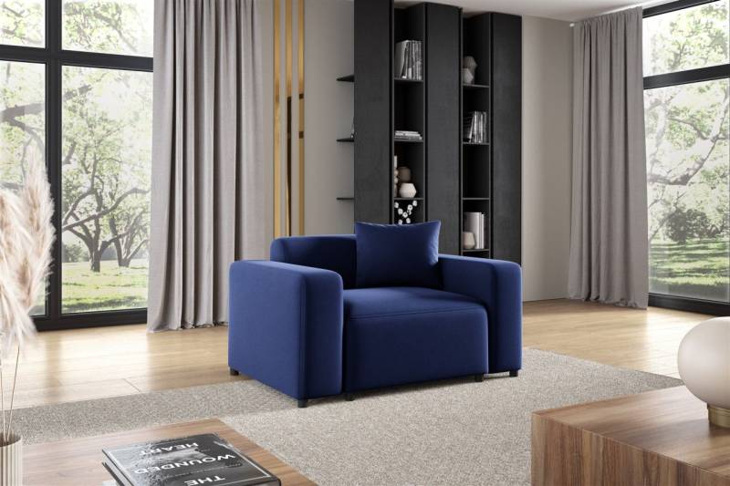 Sessel Designersessel MEGAN in Stoff Salvador Dunkelblau von Fun Möbel