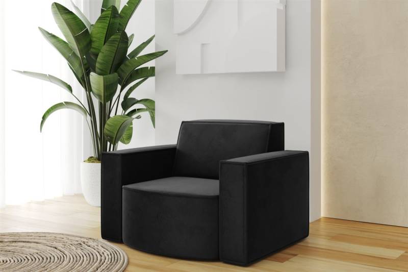 Sessel Designersessel PALMA in Stoff Opera Velvet Schwarz von Fun Möbel